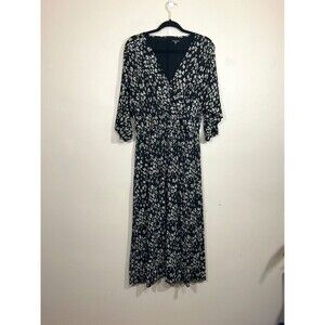 Garnet Hill Faux Wrap Maxi Dress S Black Dark Cottage Whimsigoth Witchy NWT